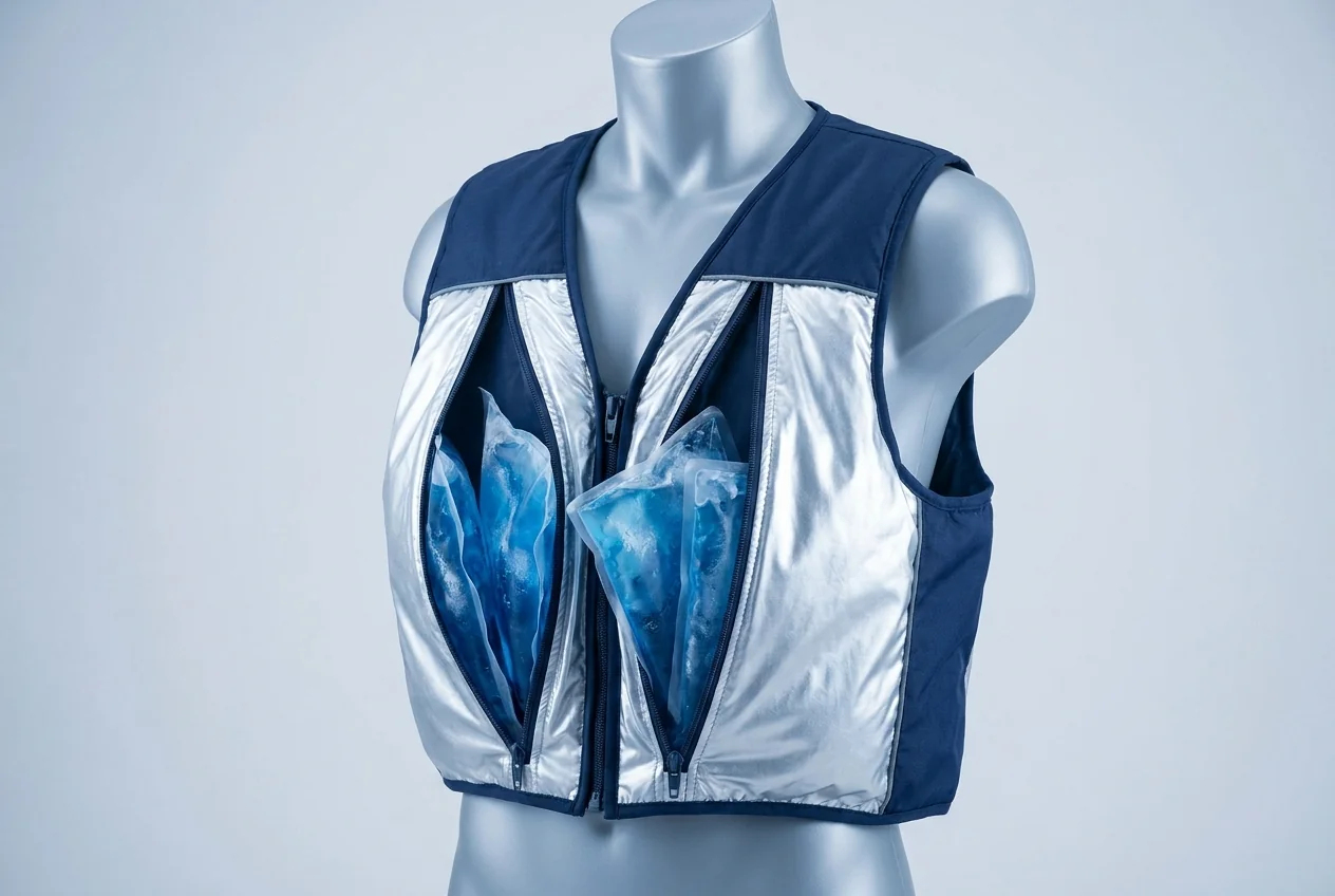 Ice-pack cooling vest with insulated insert pockets