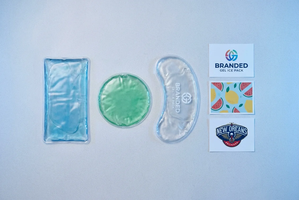 Gel pack shape, film, print, and packaging customization samples