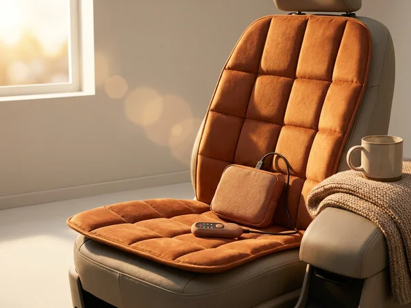 Battery-heated seat cushion for car, office, and outdoor use