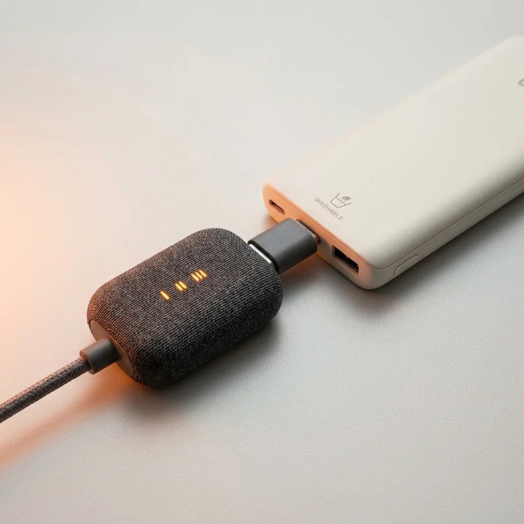 Temperature controller with heat levels and a removable battery for washing