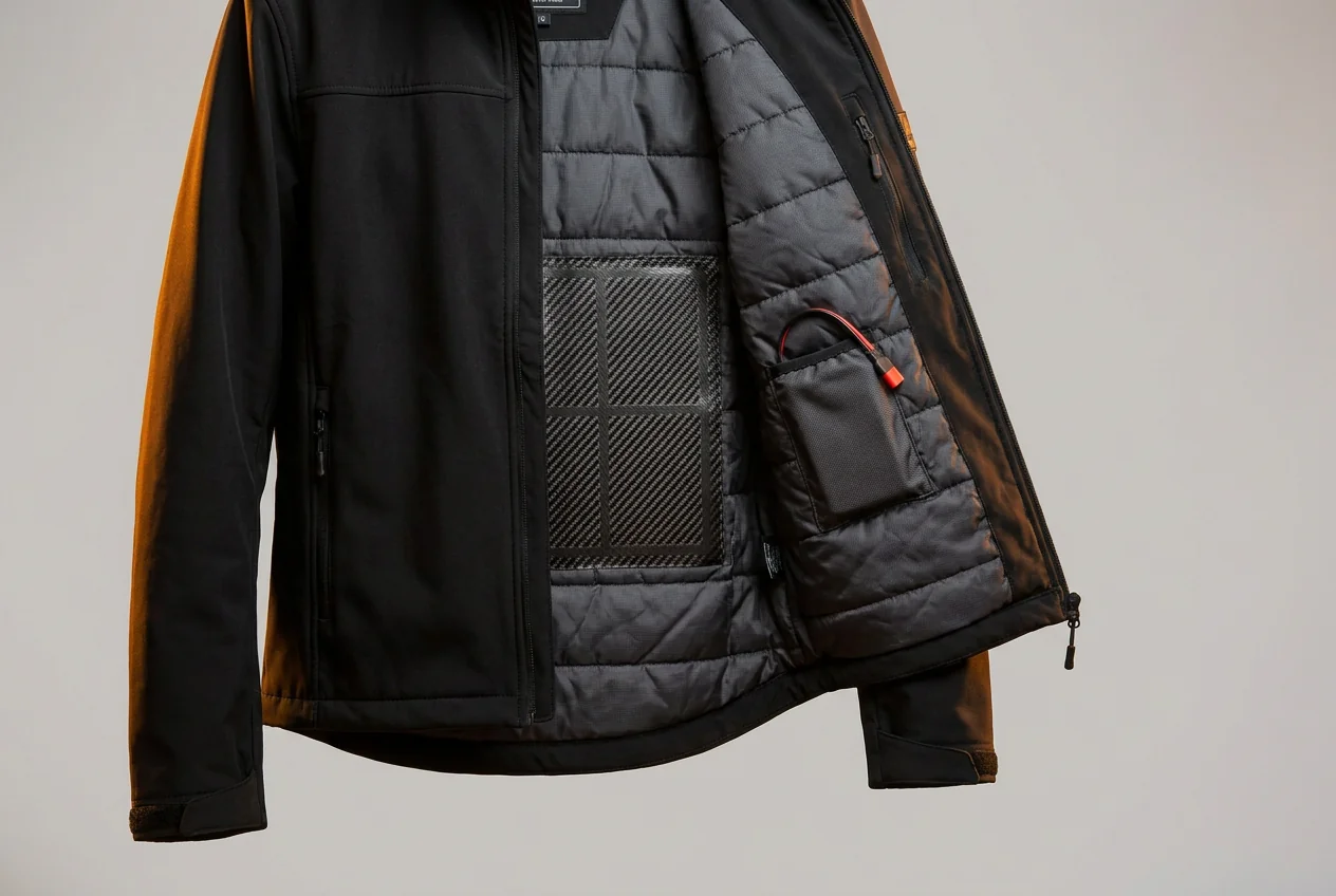 Electric heated jacket with carbon-fiber heating elements